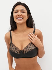 Black Total Support Embroidered Non Pad Non Wired Bra - Image 3 of 7