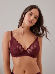 Plum Purple DD+ Non Pad Plunge Comfort Lace Bra - Image 1 of 7