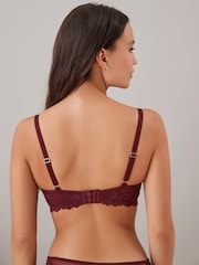Plum Purple DD+ Non Pad Plunge Comfort Lace Bra - Image 3 of 7