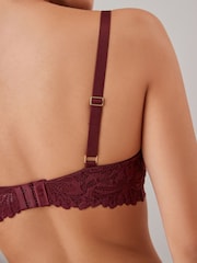 Plum Purple DD+ Non Pad Plunge Comfort Lace Bra - Image 5 of 7