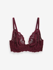 Plum Purple DD+ Non Pad Plunge Comfort Lace Bra - Image 6 of 7