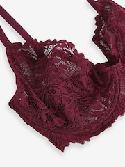 Plum Purple DD+ Non Pad Plunge Comfort Lace Bra - Image 7 of 7