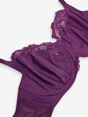 Black Floral Print/Purple DD+ Non Pad Wired Full Cup Microfibre and Lace Bras 2 Pack - Image 10 of 11