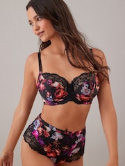 Black Floral Print/Purple DD+ Non Pad Wired Full Cup Microfibre and Lace Bras 2 Pack - Image 2 of 11