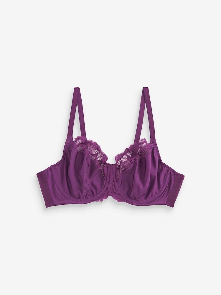 Black Floral Print/Purple DD+ Non Pad Wired Full Cup Microfibre and Lace Bras 2 Pack - Image 8 of 11