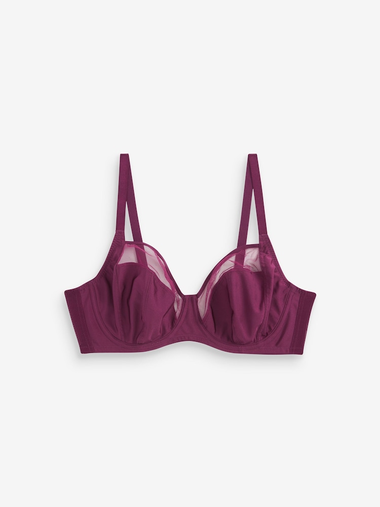 Nude/Navy Blue/ Plum Purple DD+ Non Pad Full Cup Bras 3 Pack - Image 8 of 10