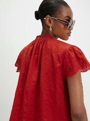 River Island Orange Cutwork Tie Neck Blouse - Image 2 of 4