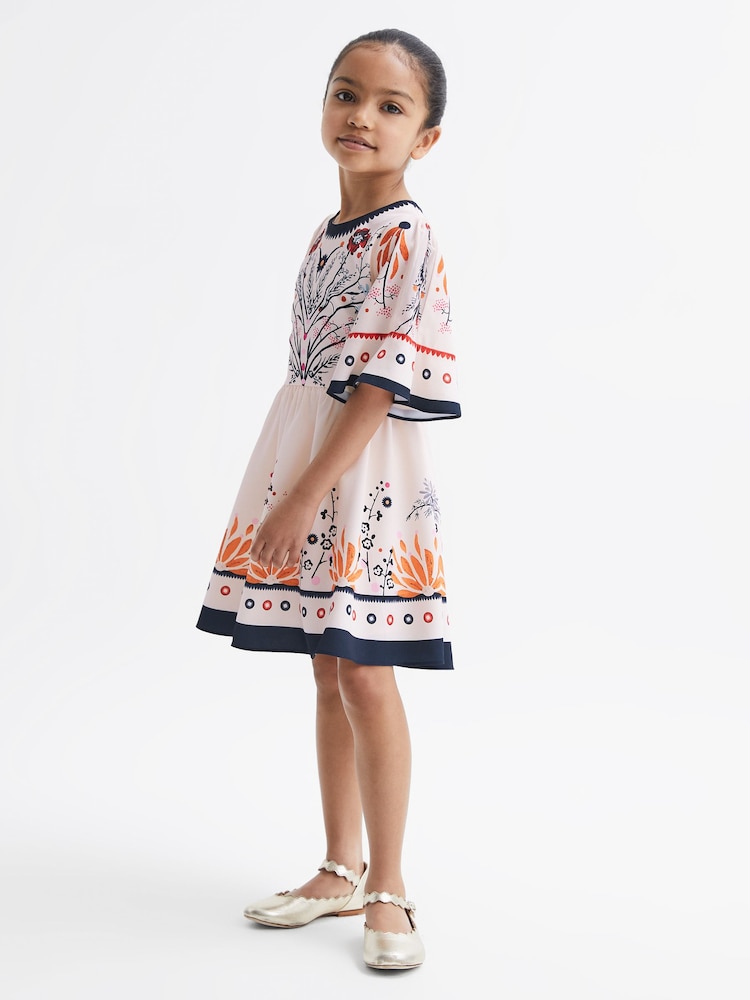 Reiss Ivory Ania Senior Floral Printed Dress - Image 1 of 7