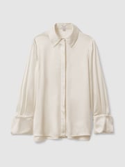 Reiss Ivory Hailey Silk Double-Cuff Button-Through Shirt - Image 2 of 8