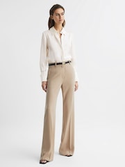 Reiss Ivory Hailey Silk Double-Cuff Button-Through Shirt - Image 8 of 8