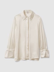 Reiss Ivory Hailey Petite Silk Double-Cuff Button-Through Shirt - Image 2 of 8