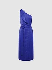 Reiss Purple Flora Off-The-Shoulder Satin Midi Dress - Image 2 of 6