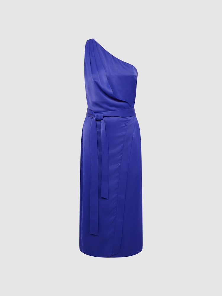 Reiss Purple Flora Off-The-Shoulder Satin Midi Dress - Image 2 of 6