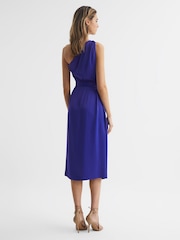 Reiss Purple Flora Off-The-Shoulder Satin Midi Dress - Image 5 of 6