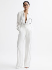 Reiss Ivory Gina Mid Rise Wide Leg Trousers - Image 6 of 7