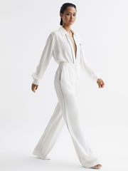 Reiss Ivory Gina Mid Rise Wide Leg Trousers - Image 7 of 7