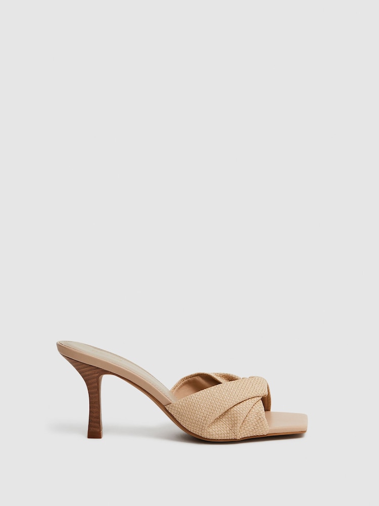 Reiss Natural Devon Raffia Slip On Mule Heels - Image 1 of 5