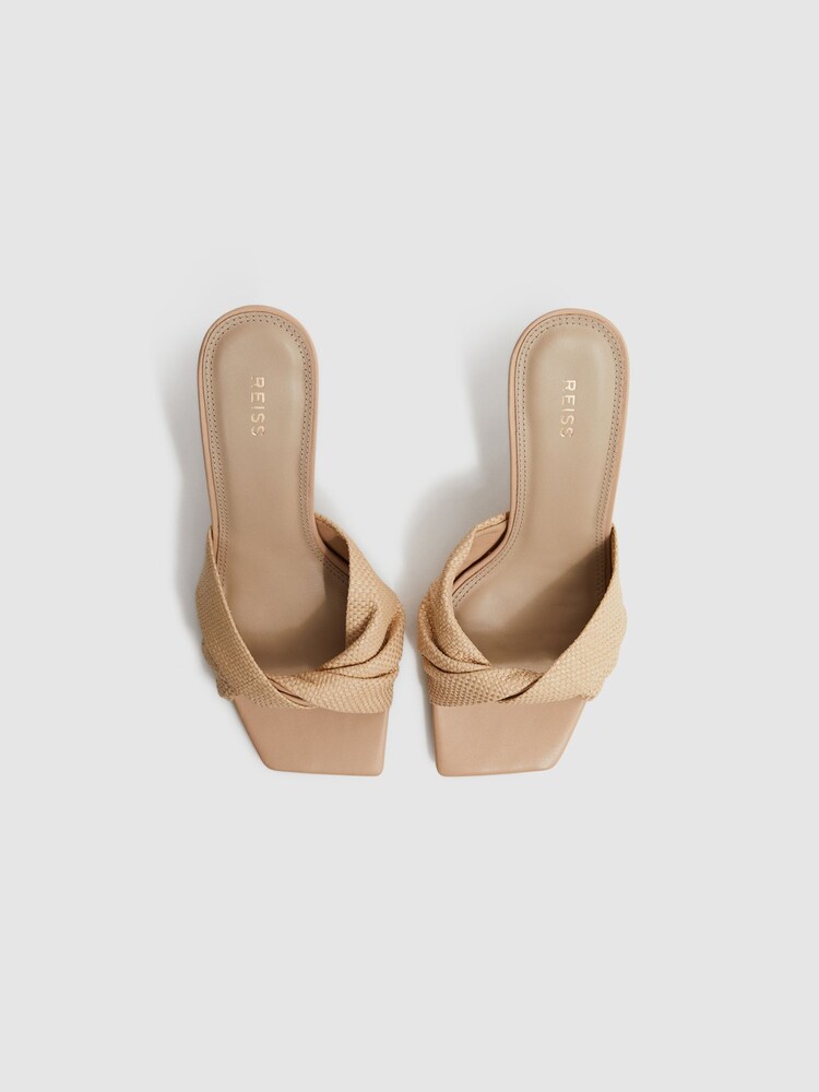 Reiss Natural Devon Raffia Slip On Mule Heels - Image 3 of 5