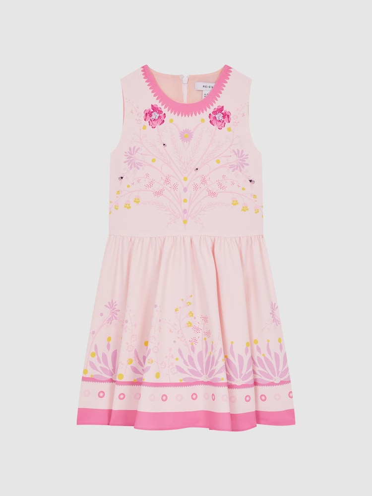 Reiss Pink Mara 9-12 yrs Sleeveless Floral Print Dress - Image 2 of 6