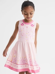 Reiss Pink Mara 9-12 yrs Sleeveless Floral Print Dress - Image 3 of 6