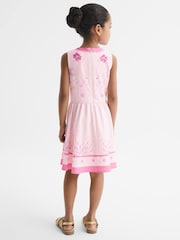 Reiss Pink Mara 4-9 yrs Sleeveless Floral Print Dress - Image 5 of 6
