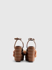 River Island Brown Del Maar 3D Raffia Flower Wedges - Image 5 of 6