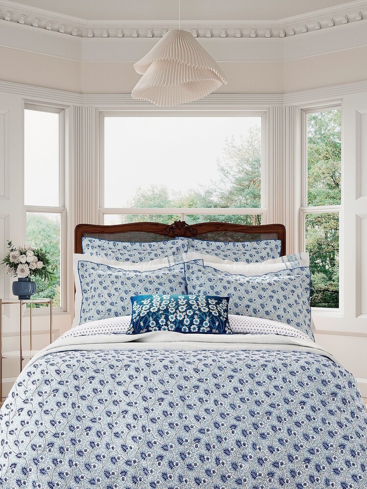 V&A Blue Swanwick Square Pillowcase - Image 1 of 3
