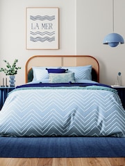Helena Springfield Blue Woven Zig Zag Duvet Cover and Pillowcase Set - Image 1 of 3
