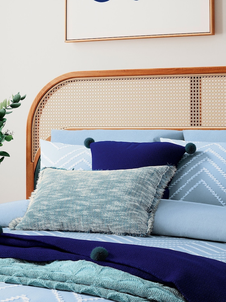 Helena Springfield Blue Woven Zig Zag Duvet Cover and Pillowcase Set - Image 2 of 3