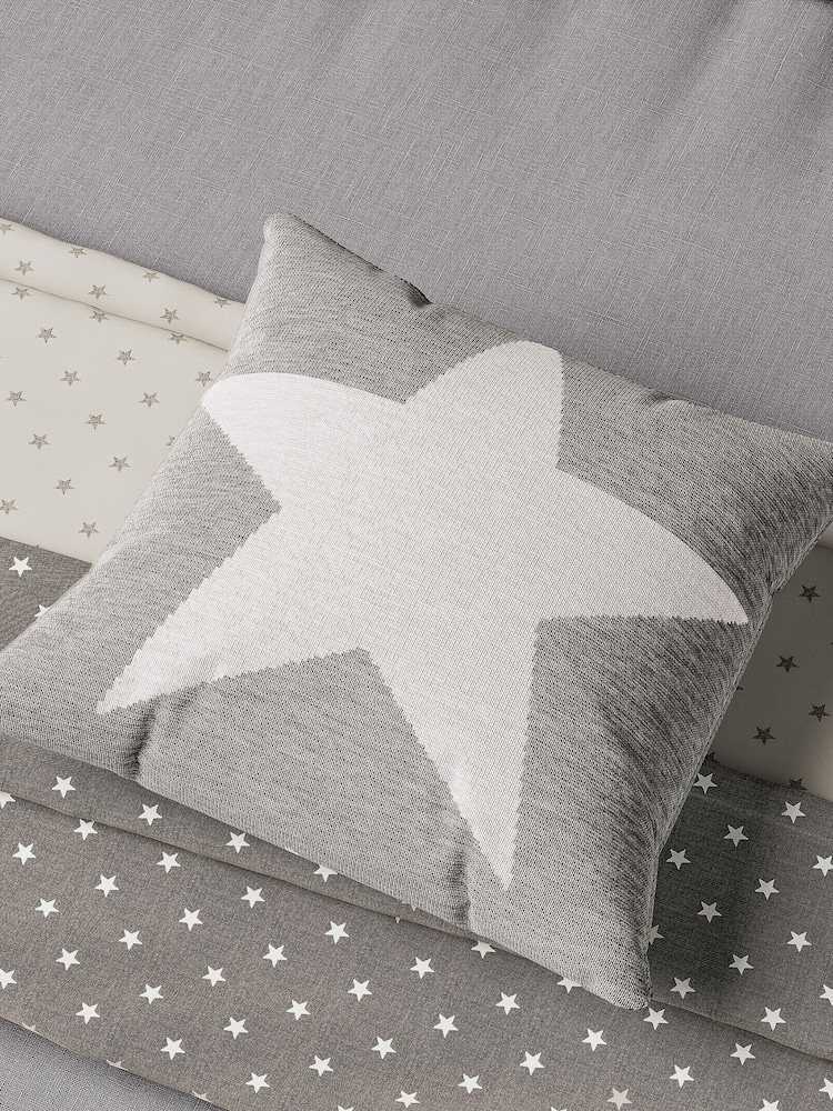 Helena Springfield Grey Star Woven 100% Cotton Throw - Image 2 of 3