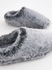 Grey Warm Lined Faux Fur Mule Slippers - Image 4 of 5