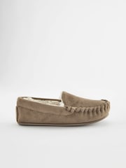 Natural Faux Fur Lined Moccasin Slippers - Image 2 of 6
