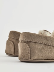 Natural Faux Fur Lined Moccasin Slippers - Image 3 of 6