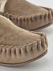 Natural Faux Fur Lined Moccasin Slippers - Image 5 of 6