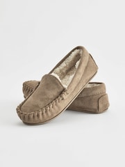 Natural Faux Fur Lined Moccasin Slippers - Image 6 of 6