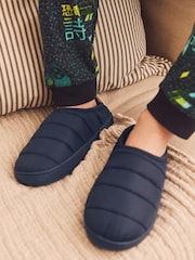 Navy Blue Thinsulate™ Lined Quilted Mule Slippers - Image 1 of 8