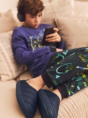 Navy Blue Thinsulate™ Lined Quilted Mule Slippers - Image 3 of 8