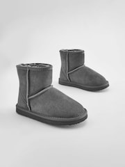 Grau - Slipper-Stiefel aus Velourleder mit warmem Futter - Bild 1 von 6