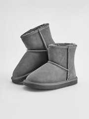 Grau - Slipper-Stiefel aus Velourleder mit warmem Futter - Bild 3 von 6