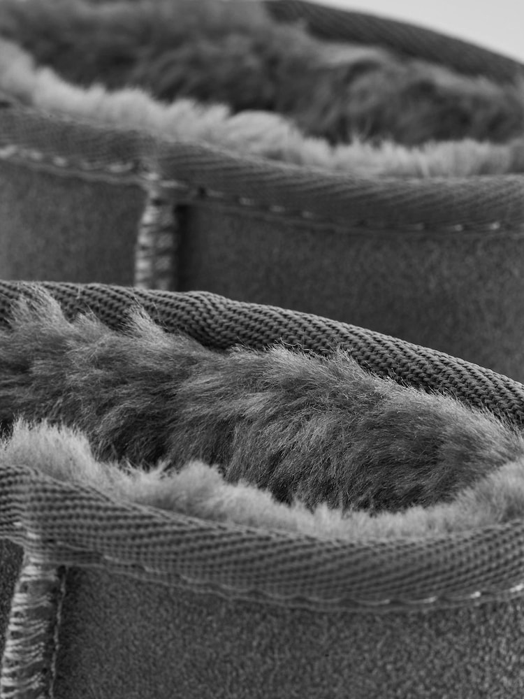 Grey Tall Warm Lined Suede Slipper Boots - Image 5 of 6