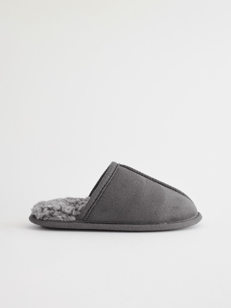 Grey Slip-On Mule Slippers - Image 1 of 5