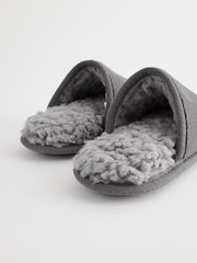 Grey Slip-On Mule Slippers - Image 5 of 5