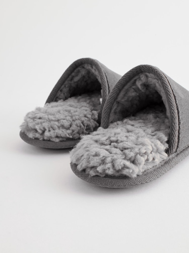 Grey Slip-On Mule Slippers - Image 5 of 5