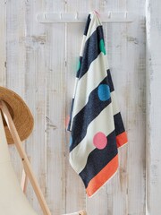 Joules Blue Multi Spot Beach 100% Cotton Towel - Image 1 of 4