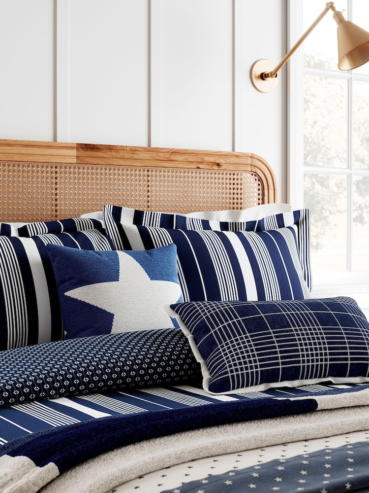 Helena Springfield Blue Star Woven 100% Cotton Throw - Image 1 of 3