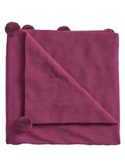Helena Springfield Purple Pom Pom Knit Throw - Image 3 of 3