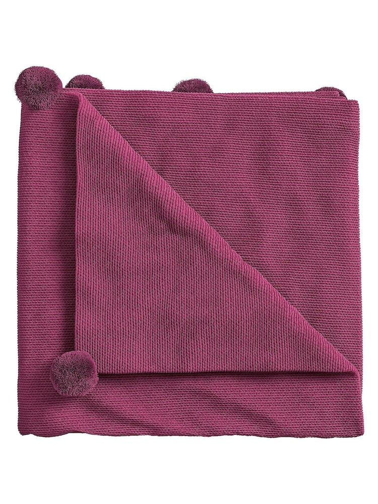 Helena Springfield Purple Pom Pom Knit Throw - Image 3 of 3