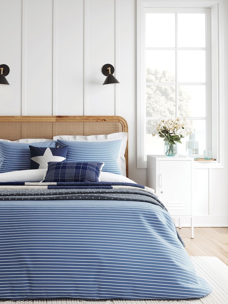 Helena Springfield Blue Breton Stripe Duvet Cover and Pillowcase Set - Image 1 of 4