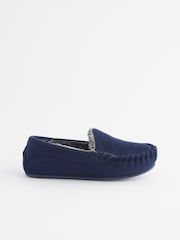 Navy Blue Cosy Moccasin Slippers - Image 2 of 5