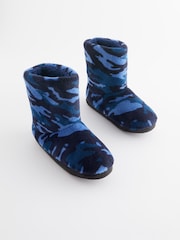 Navy Camo Warm Lined Slipper Boots - Image 1 of 5